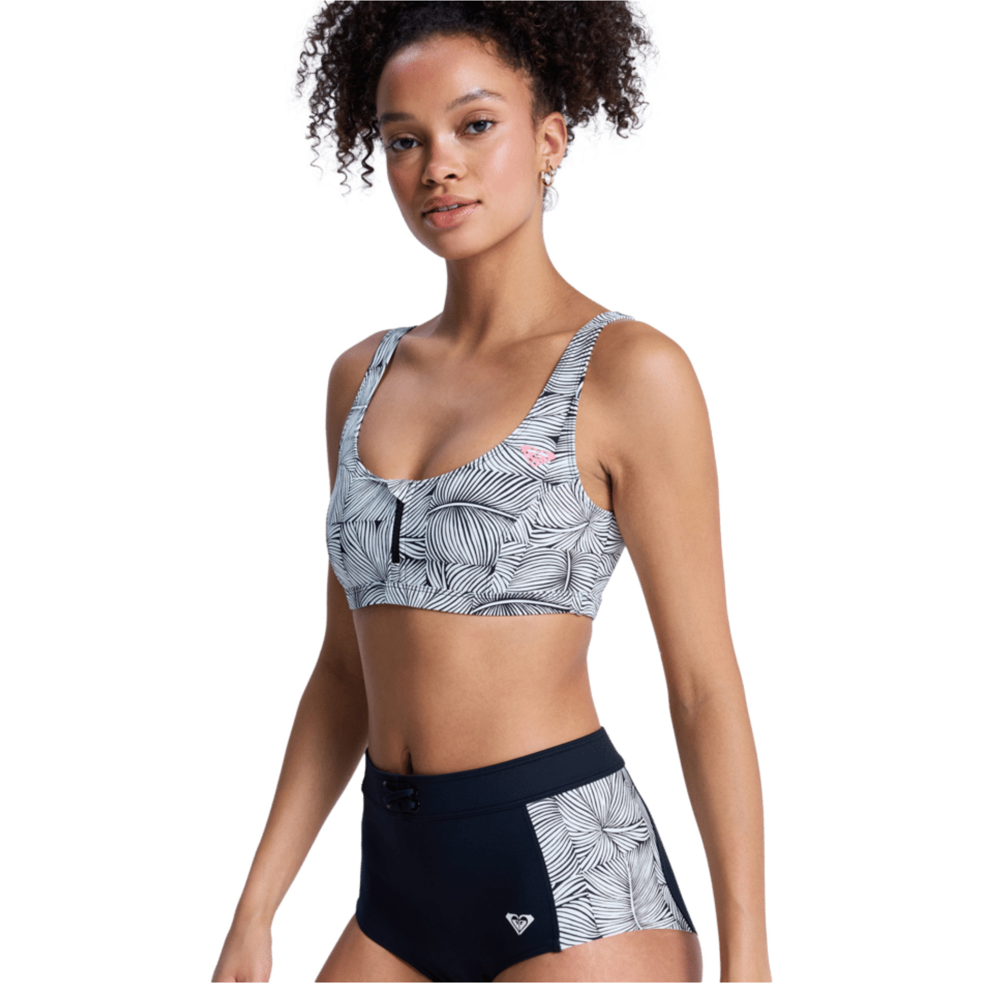2026 Roxy Dames Pro Surf Athletic-bikinitop ERJX305720 - Anthracite Popiscus